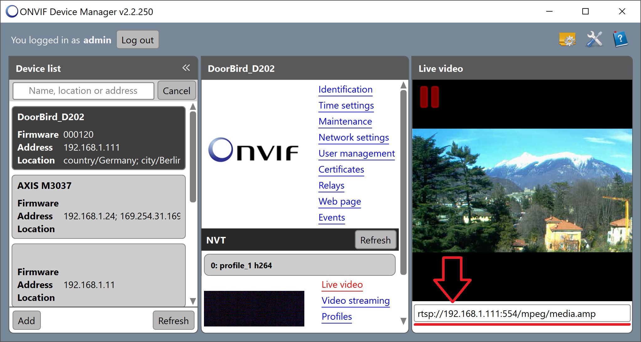 Onvif device manager